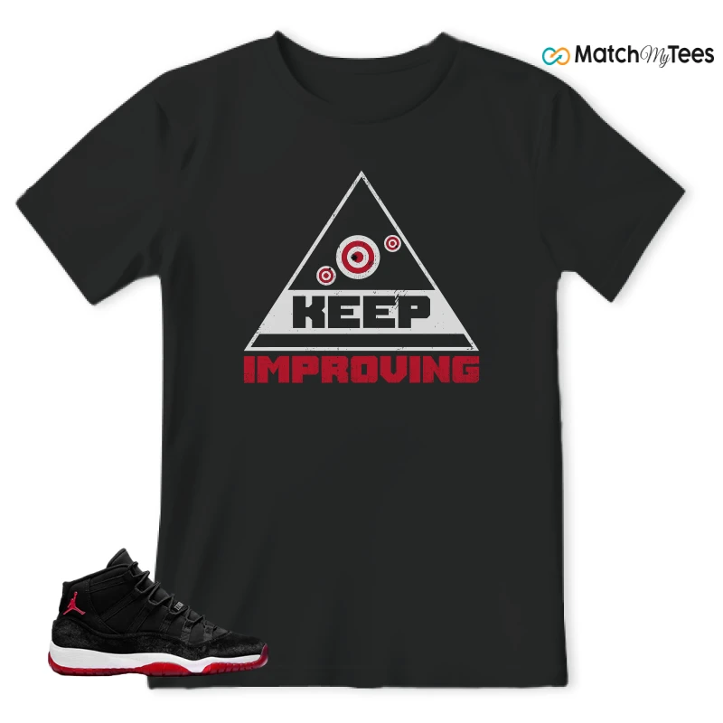 NIKE AIR JORDAN 11 BRED VELVET WMNS SNEAKER Matching Tees T-shirt for Men