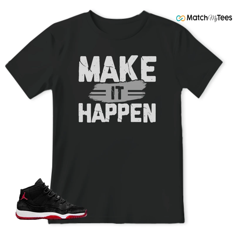 NIKE AIR JORDAN 11 BRED VELVET WMNS SNEAKER Matching Tees T-shirt for Men