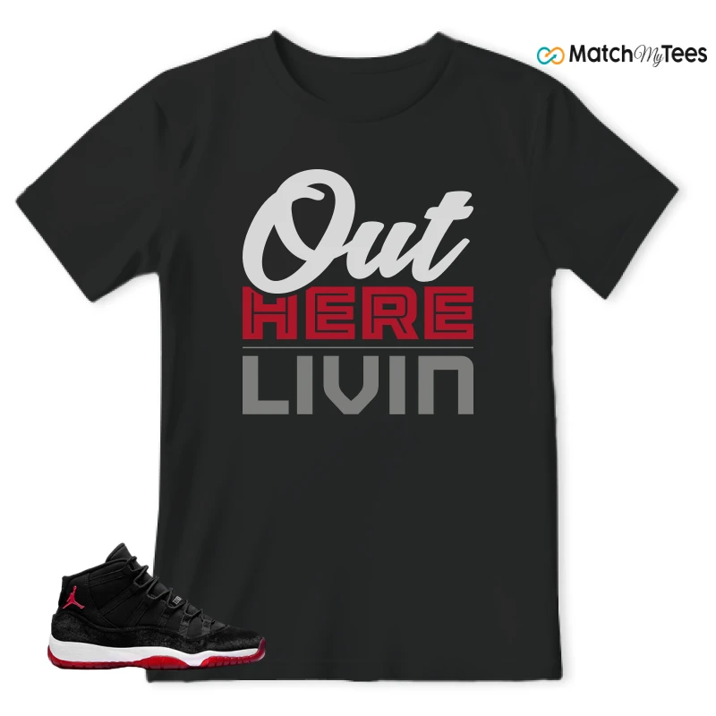 NIKE AIR JORDAN 11 BRED VELVET WMNS SNEAKER Matching Tees t-shirt