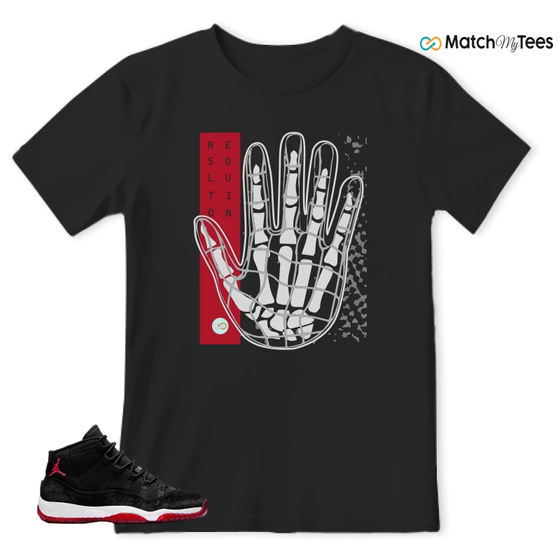 NIKE AIR JORDAN 11 BRED VELVET WMNS SNEAKER Matching Tees T-shirt for Men