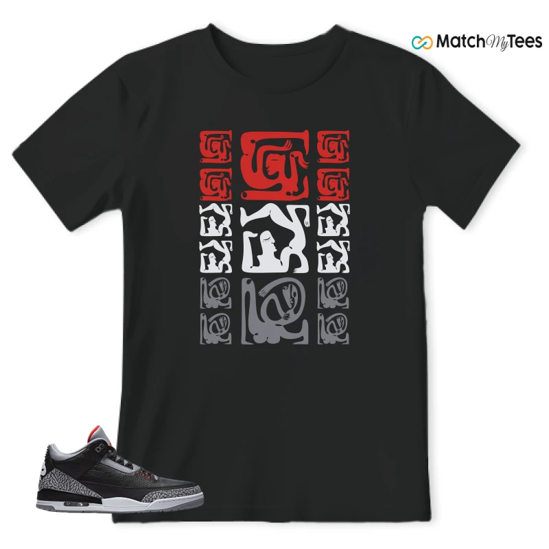 NIKE AIR JORDAN 3 BLACK CEMENT REIMAGINED SNEAKER Matching Tees t-shirt