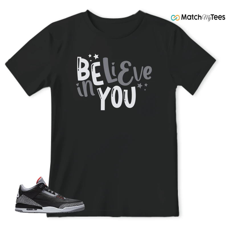 NIKE AIR JORDAN 3 BLACK CEMENT REIMAGINED SNEAKER Matching Tees t-shirt