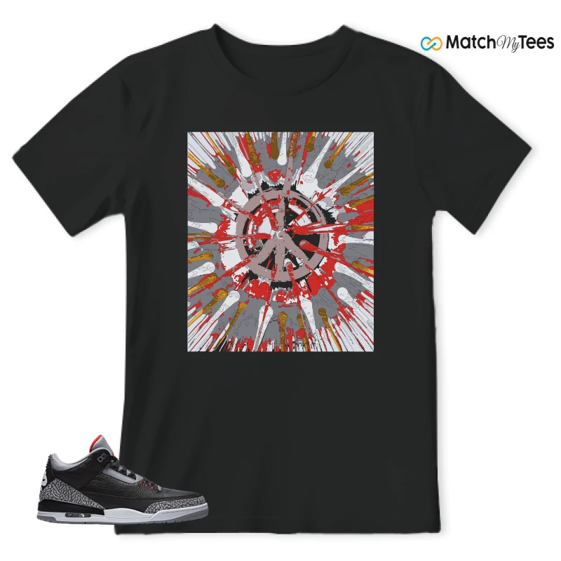 NIKE AIR JORDAN 3 BLACK CEMENT REIMAGINED SNEAKER Matching Tees t-shirt