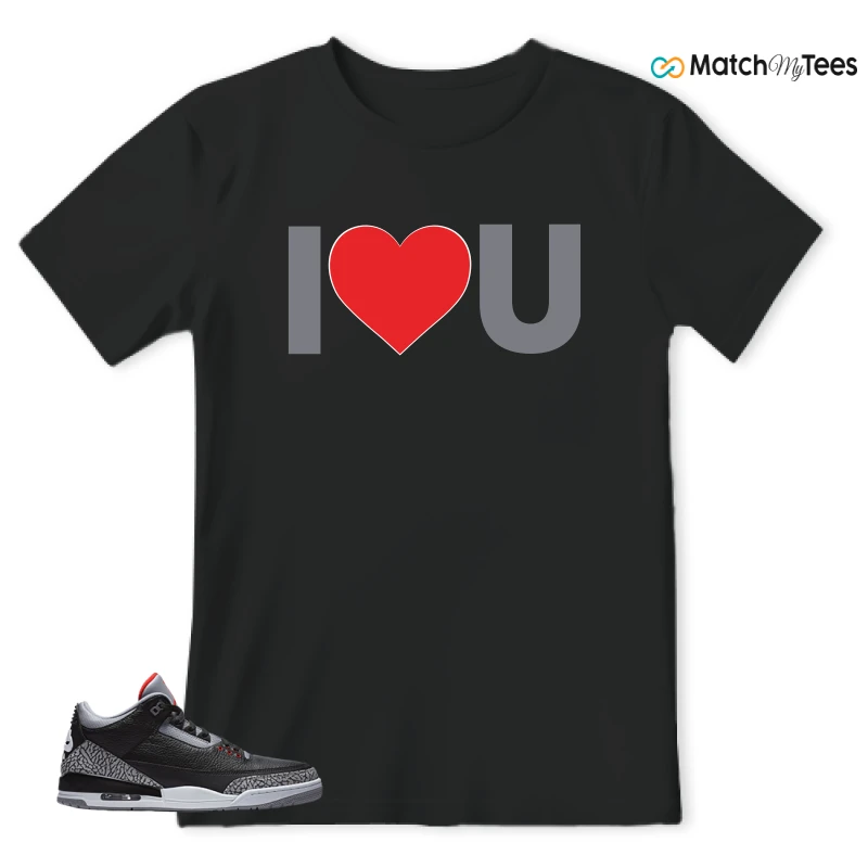 NIKE AIR JORDAN 3 BLACK CEMENT REIMAGINED SNEAKER Matching Tees T-shirt for Men