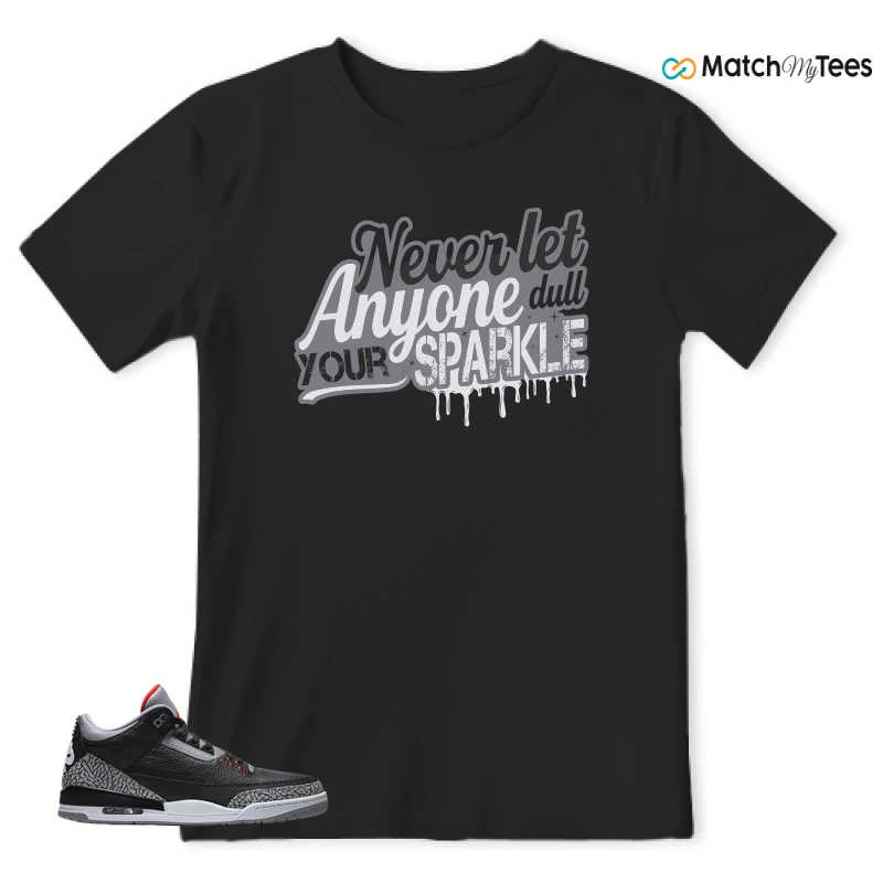 NIKE AIR JORDAN 3 BLACK CEMENT REIMAGINED SNEAKER Matching Tees t-shirt