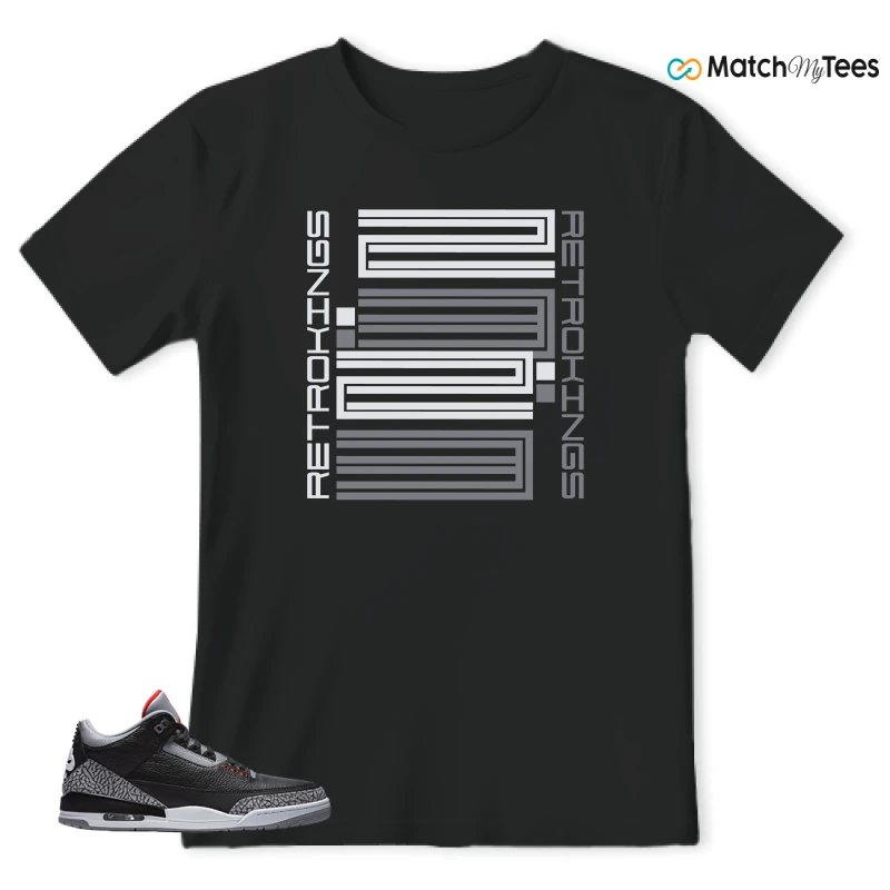 NIKE AIR JORDAN 3 BLACK CEMENT REIMAGINED SNEAKER Matching Tees t-shirt