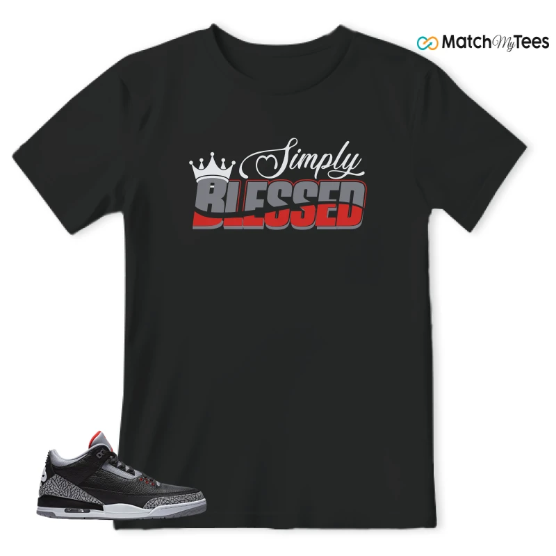 NIKE AIR JORDAN 3 BLACK CEMENT REIMAGINED SNEAKER Matching Tees t-shirt