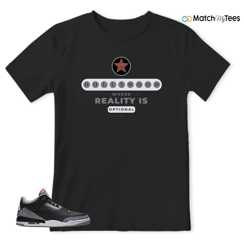 NIKE AIR JORDAN 3 BLACK CEMENT REIMAGINED SNEAKER Matching Tees t-shirt