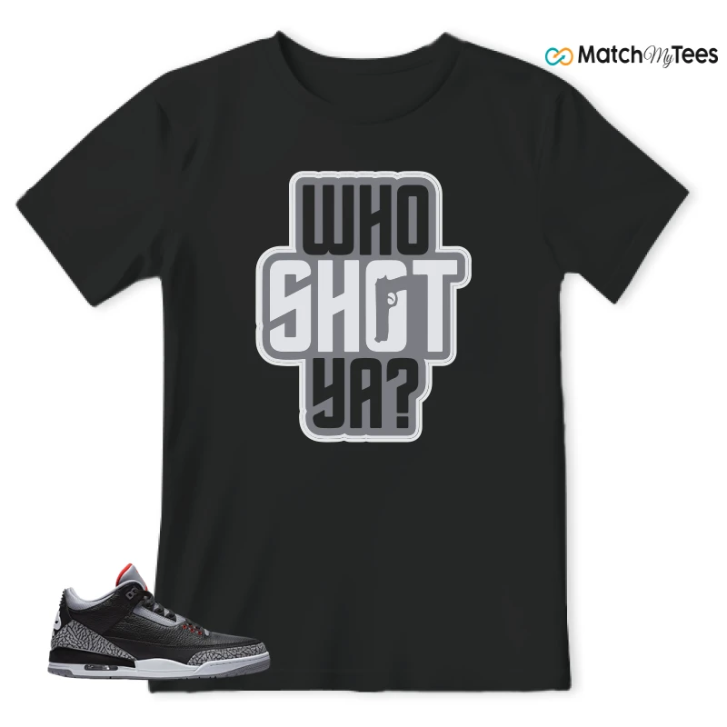 NIKE AIR JORDAN 3 BLACK CEMENT REIMAGINED SNEAKER Matching Tees t-shirt