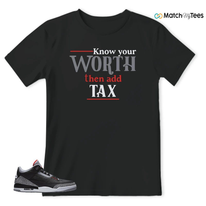 NIKE AIR JORDAN 3 BLACK CEMENT REIMAGINED SNEAKER Matching Tees t-shirt