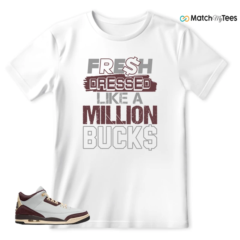 NIKE AIR JORDAN 3 RETRO OG SP X A MA MANIÉRE BURGUNDY CRUSH SNEAKER Matching Tees t-shirt