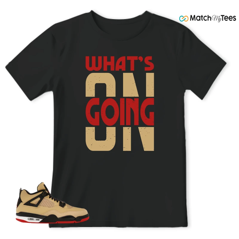 NIKE AIR JORDAN 4 RETRO GS PIZZA SNEAKER/FIRE RED/SESAME/WHITE/STARFISH matching T-shirt
