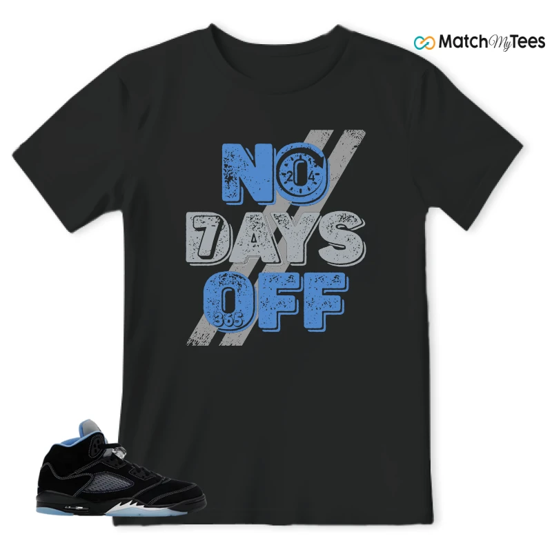 NIKE AIR JORDAN 5 BLACK UNIVERSITY BLUE SNEAKER Matching Tees t-shirt
