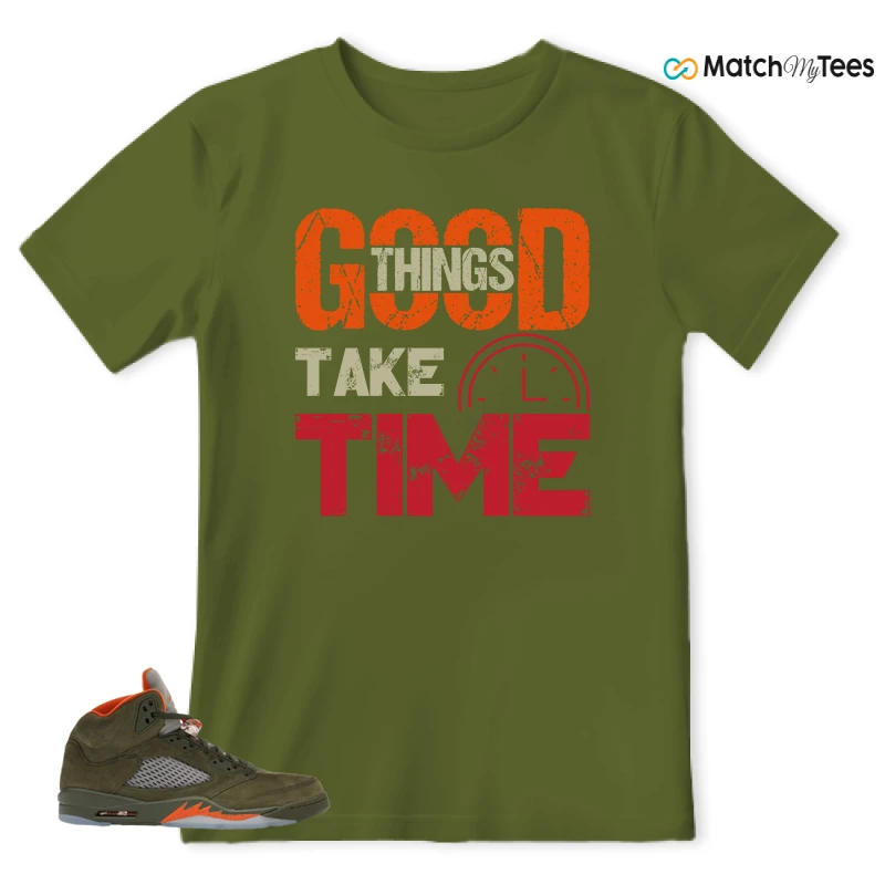 NIKE AIR JORDAN 5 OLIVE SNEAKER Matching Tees t-shirt