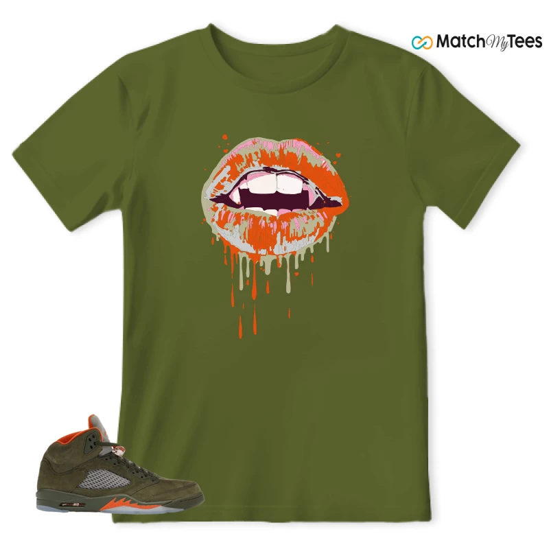NIKE AIR JORDAN 5 OLIVE SNEAKER Matching Tees t-shirt