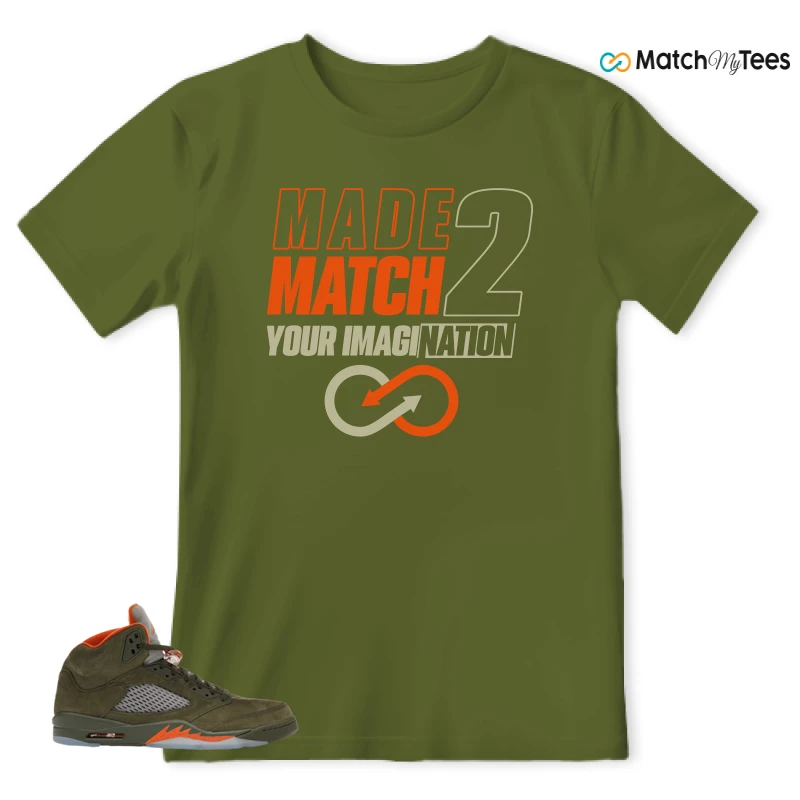 NIKE AIR JORDAN 5 OLIVE SNEAKER Matching Tees t-shirt