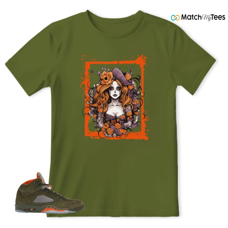 NIKE AIR JORDAN 5 OLIVE SNEAKER Matching Tees t-shirt