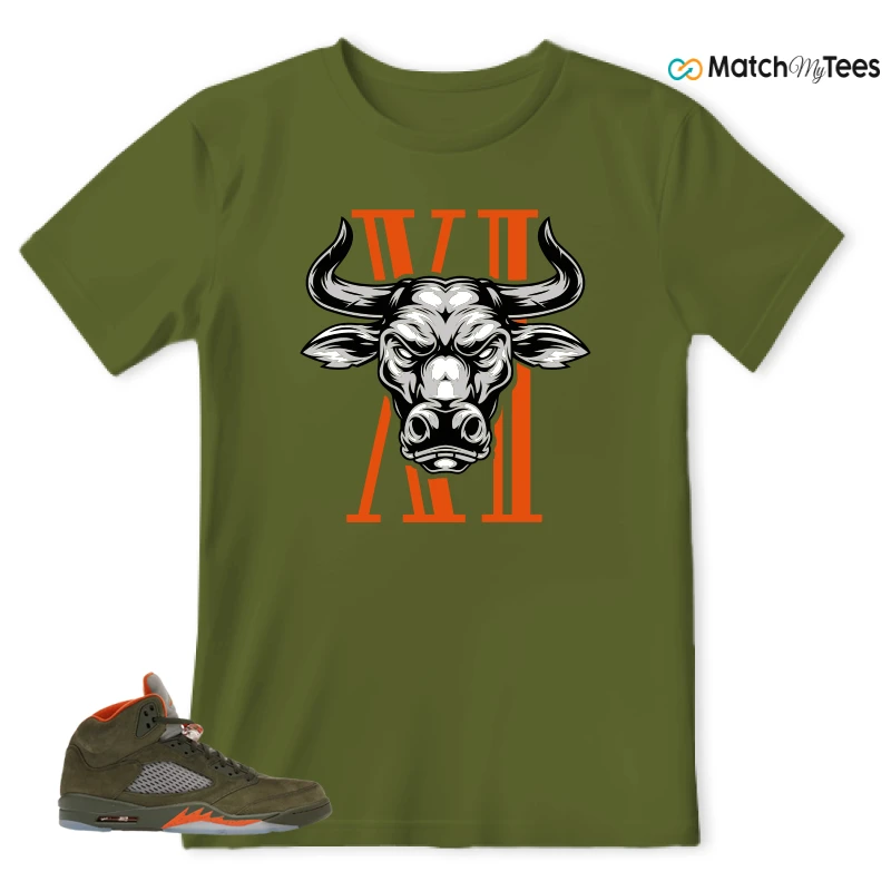 NIKE AIR JORDAN 5 OLIVE SNEAKER Matching Tees t-shirt