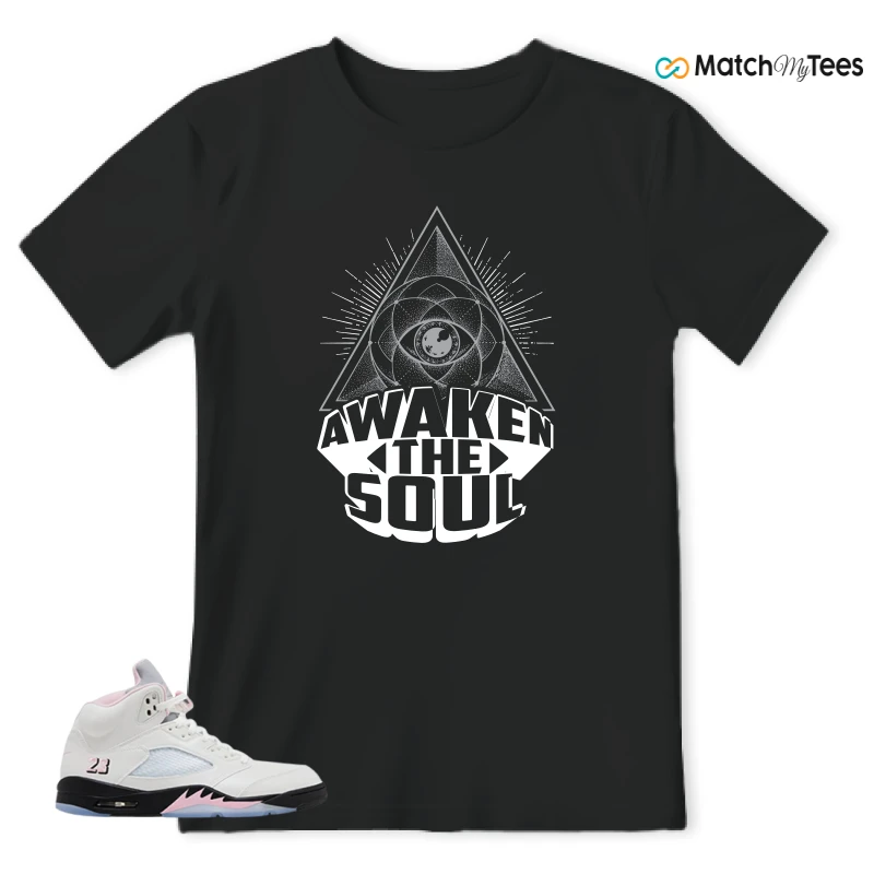 NIKE AIR JORDAN 5 RETRO MEDIUM SOFT PINK SNEAKER Matching Tees t-shirt