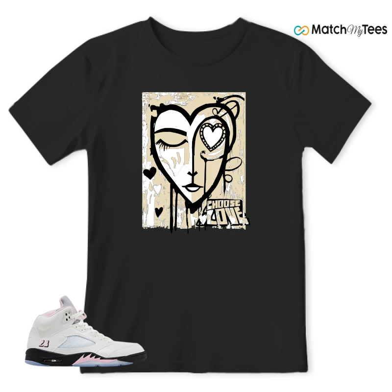 NIKE AIR JORDAN 5 RETRO MEDIUM SOFT PINK SNEAKER Matching Tees t-shirt