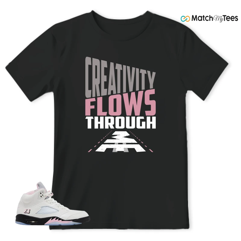 NIKE AIR JORDAN 5 RETRO MEDIUM SOFT PINK SNEAKER Matching Tees t-shirt