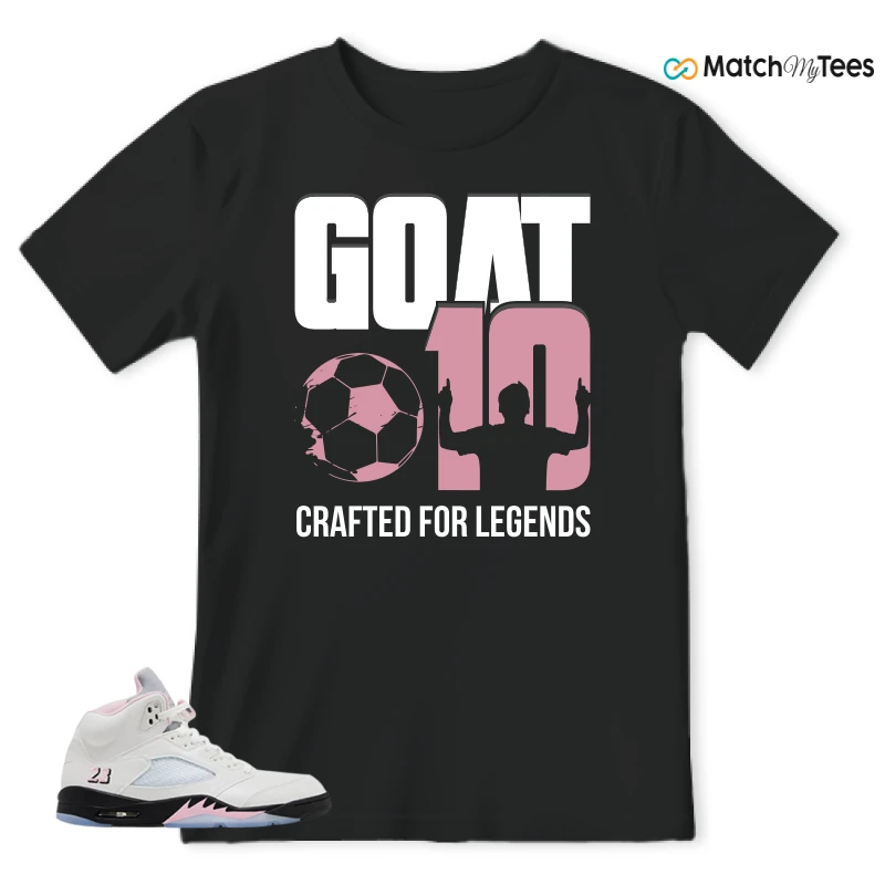 NIKE AIR JORDAN 5 RETRO MEDIUM SOFT PINK SNEAKER/WHITE/MEDIUM SOFT PINK/BLACK matching T-shirt