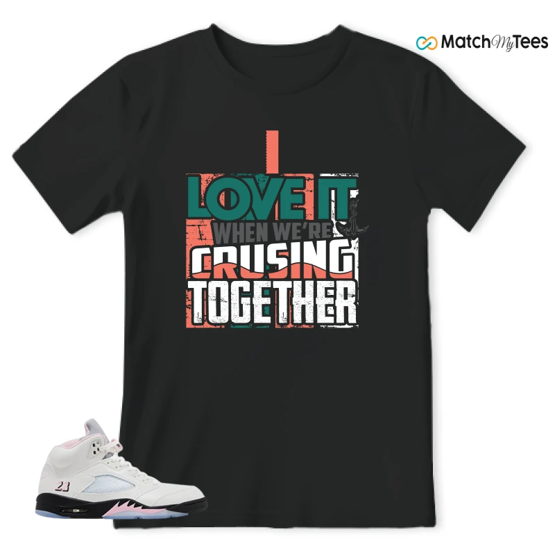 NIKE AIR JORDAN 5 RETRO MEDIUM SOFT PINK SNEAKER Matching Tees t-shirt