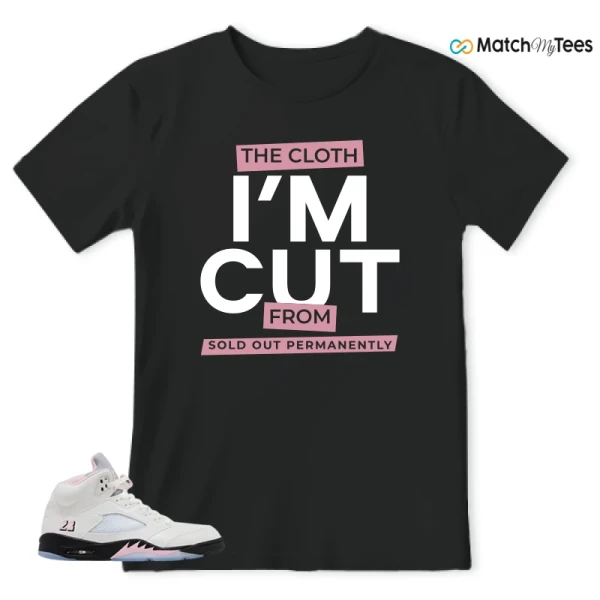 NIKE AIR JORDAN 5 RETRO MEDIUM SOFT PINK SNEAKER/WHITE/MEDIUM SOFT PINK/BLACK matching T-shirt