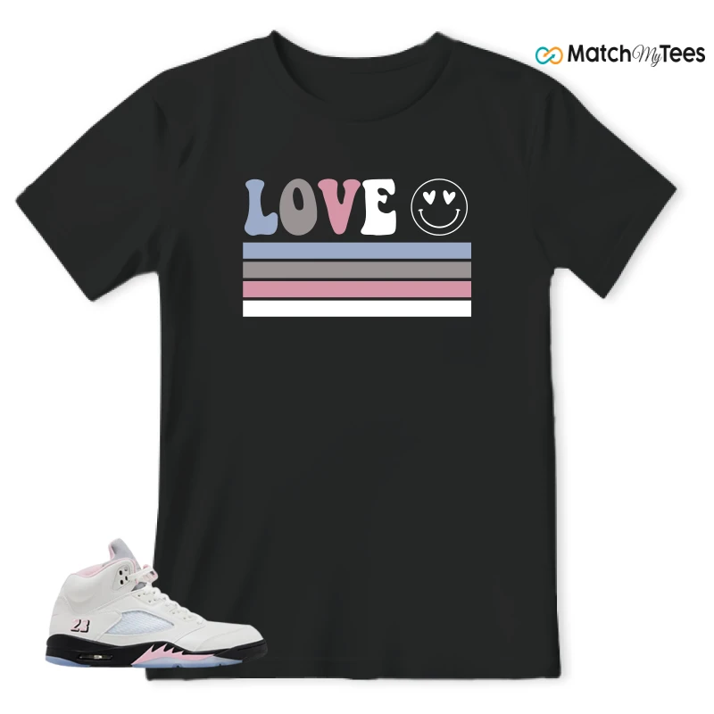 NIKE AIR JORDAN 5 RETRO MEDIUM SOFT PINK SNEAKER Matching Tees t-shirt