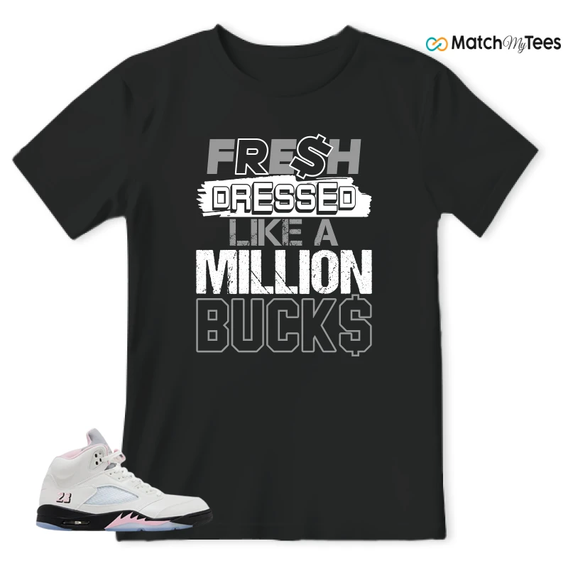NIKE AIR JORDAN 5 RETRO MEDIUM SOFT PINK SNEAKER Matching Tees t-shirt