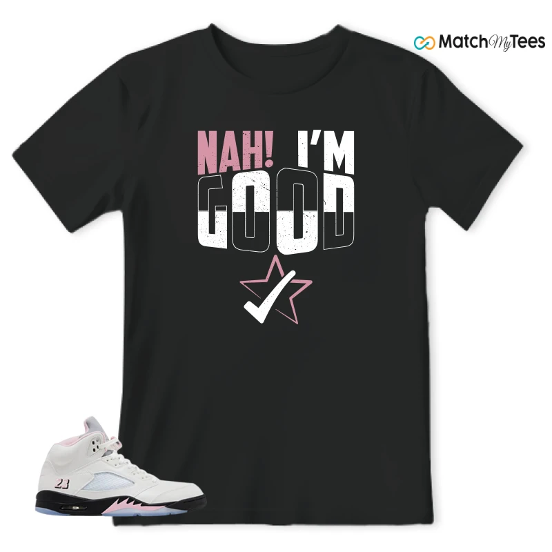NIKE AIR JORDAN 5 RETRO MEDIUM SOFT PINK SNEAKER Matching Tees t-shirt