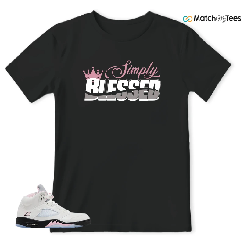NIKE AIR JORDAN 5 RETRO MEDIUM SOFT PINK SNEAKER Matching Tees t-shirt