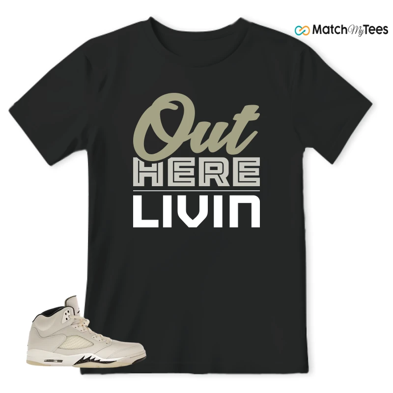 NIKE AIR JORDAN 5 RETRO SAIL SNEAKER Matching Tees t-shirt