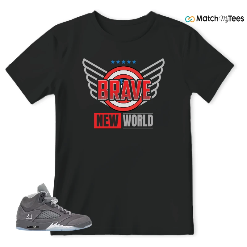 NIKE AIR JORDAN 5 RETRO WOLF GREY 2026 SNEAKER Matching Tees t-shirt