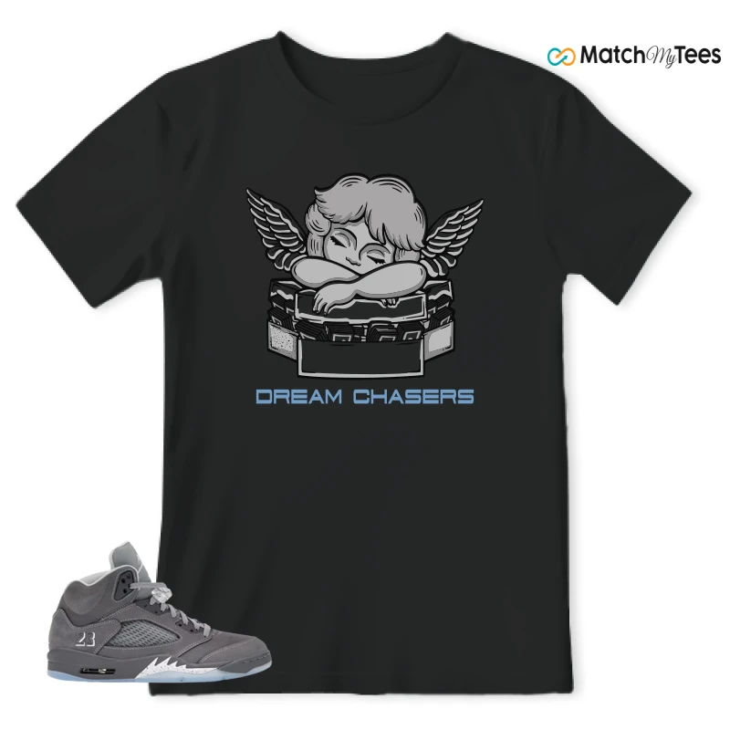 NIKE AIR JORDAN 5 RETRO WOLF GREY 2026 SNEAKER/LIGHT GRAPHITE/WHITE/WOLF GREY matching T-shirt