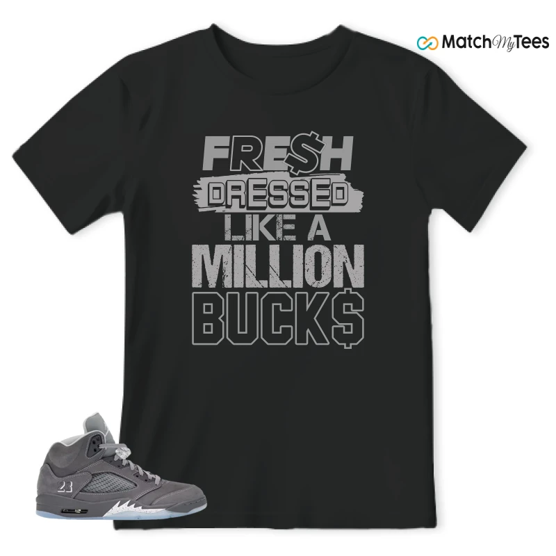 NIKE AIR JORDAN 5 RETRO WOLF GREY 2026 SNEAKER Matching Tees t-shirt