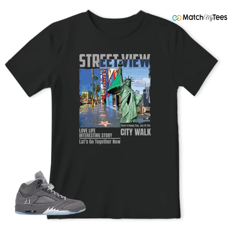NIKE AIR JORDAN 5 RETRO WOLF GREY 2026 SNEAKER Matching Tees t-shirt