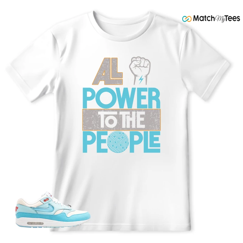 NIKE AIR MAX 1 PUERTO RICO BLUE GALE SNEAKER Matching Tees t-shirt
