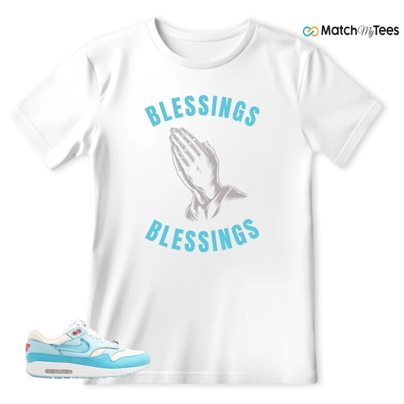 NIKE AIR MAX 1 PUERTO RICO BLUE GALE SNEAKER Matching Tees t-shirt