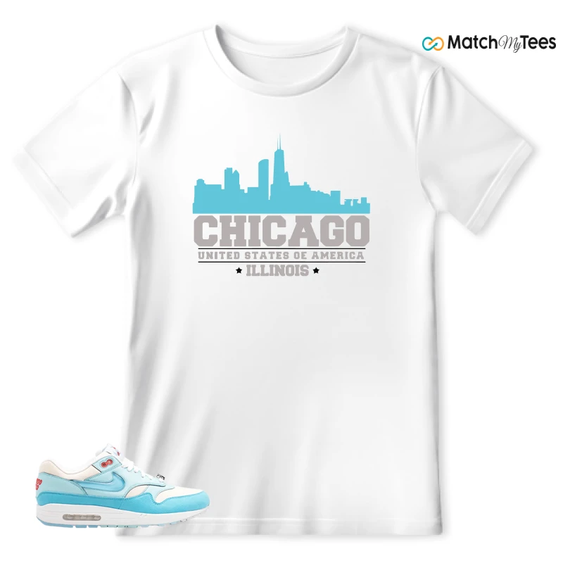NIKE AIR MAX 1 PUERTO RICO BLUE GALE SNEAKER Matching Tees t-shirt