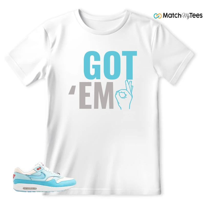 NIKE AIR MAX 1 PUERTO RICO BLUE GALE SNEAKER Matching Tees T-shirt for Men
