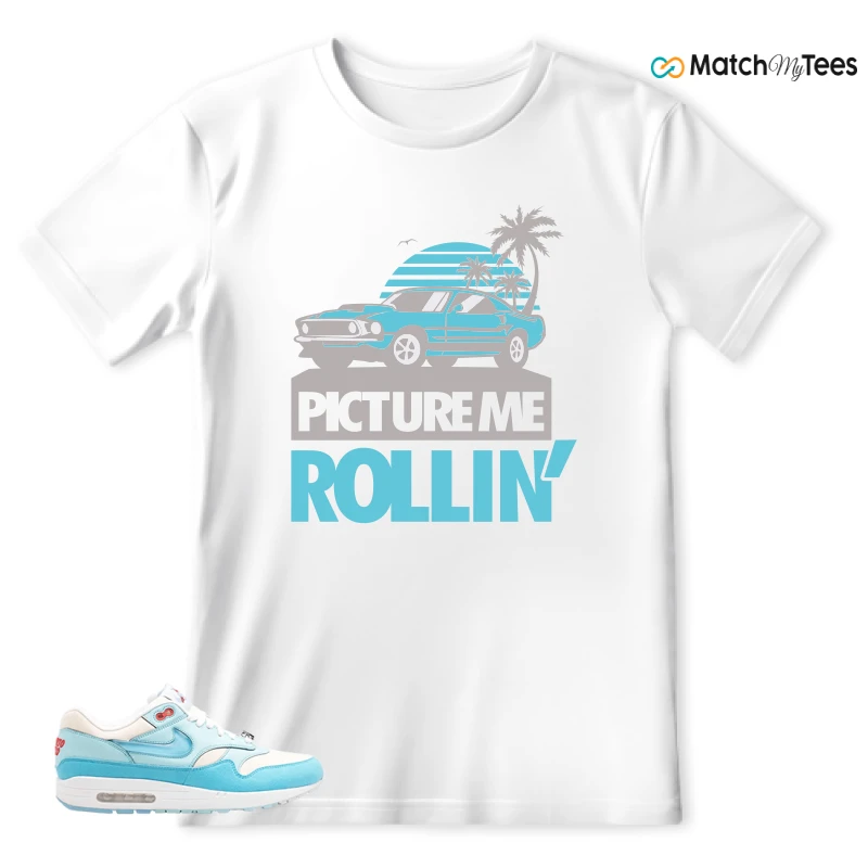 NIKE AIR MAX 1 PUERTO RICO BLUE GALE SNEAKER Matching Tees t-shirt