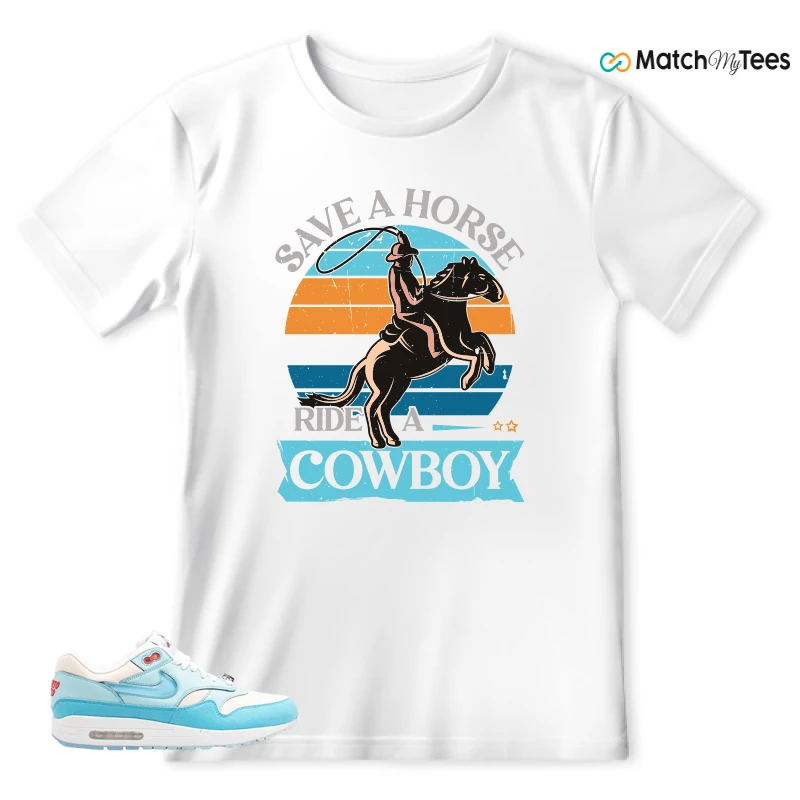NIKE AIR MAX 1 PUERTO RICO BLUE GALE SNEAKER Matching Tees t-shirt