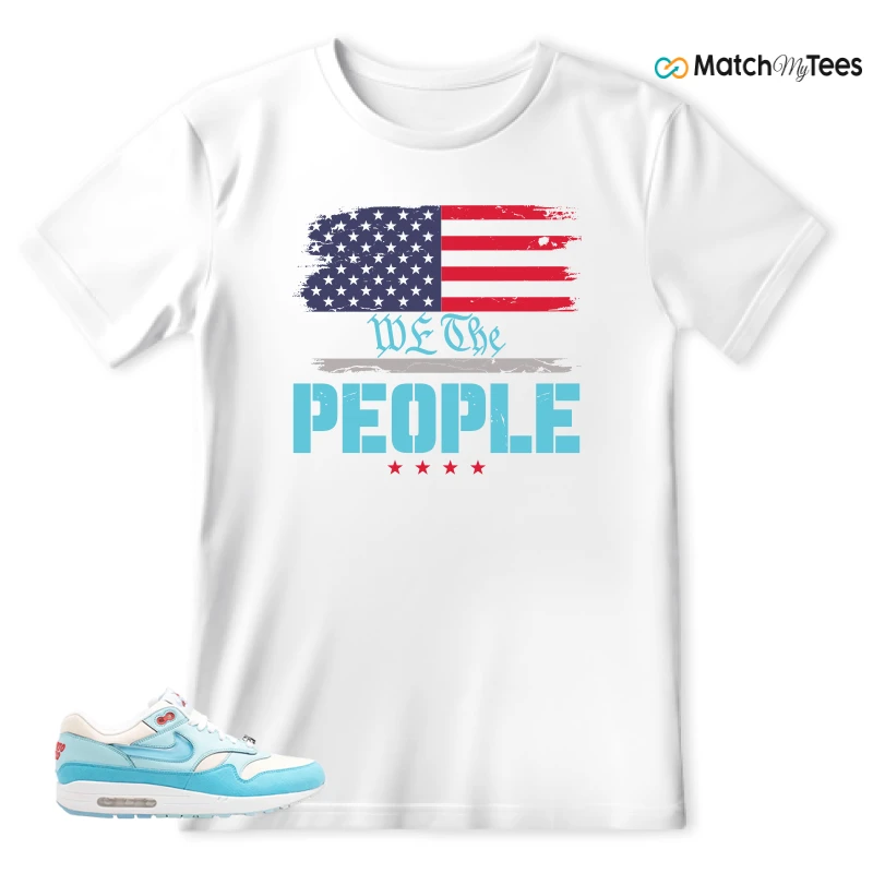 NIKE AIR MAX 1 PUERTO RICO BLUE GALE SNEAKER Matching Tees t-shirt