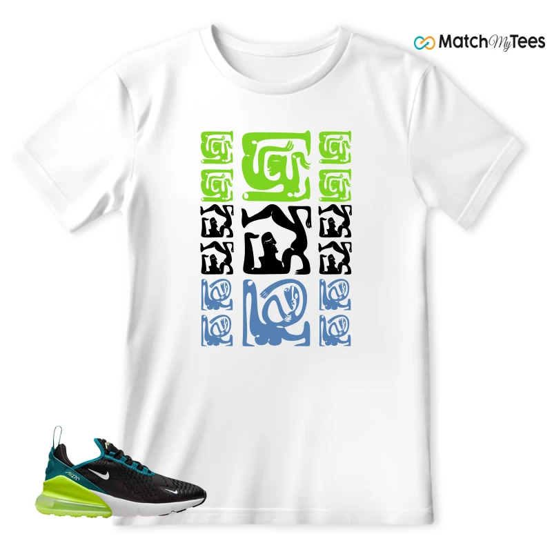 NIKE AIR MAX 270 BLACK BRIGHT SPRUCE BARELY VOLT (GS) SNEAKER Matching Tees T-shirt for Men