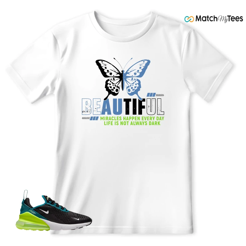 NIKE AIR MAX 270 BLACK BRIGHT SPRUCE BARELY VOLT (GS) SNEAKER Matching Tees t-shirt