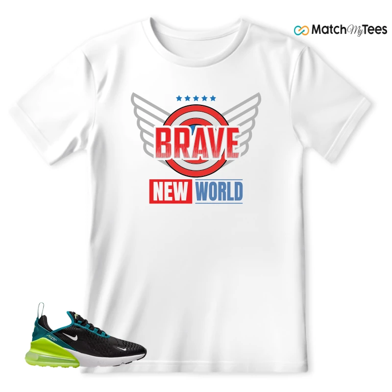 NIKE AIR MAX 270 BLACK BRIGHT SPRUCE BARELY VOLT (GS) SNEAKER Matching Tees t-shirt