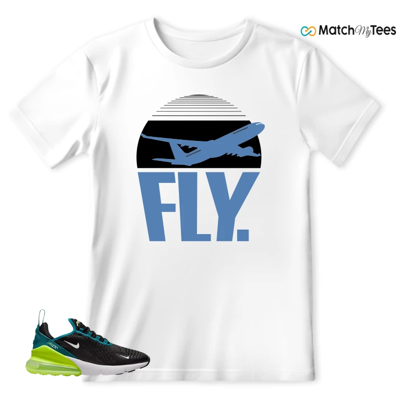 NIKE AIR MAX 270 BLACK BRIGHT SPRUCE BARELY VOLT (GS) SNEAKER Matching Tees t-shirt