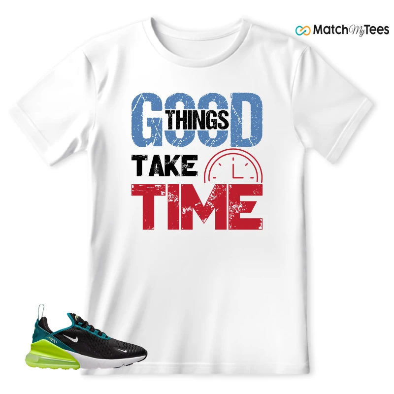 NIKE AIR MAX 270 BLACK BRIGHT SPRUCE BARELY VOLT (GS) SNEAKER Matching Tees t-shirt