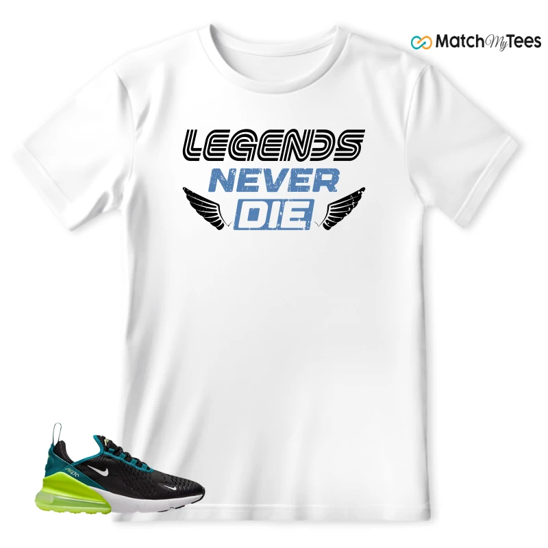 NIKE AIR MAX 270 BLACK BRIGHT SPRUCE BARELY VOLT (GS) SNEAKER Matching Tees t-shirt